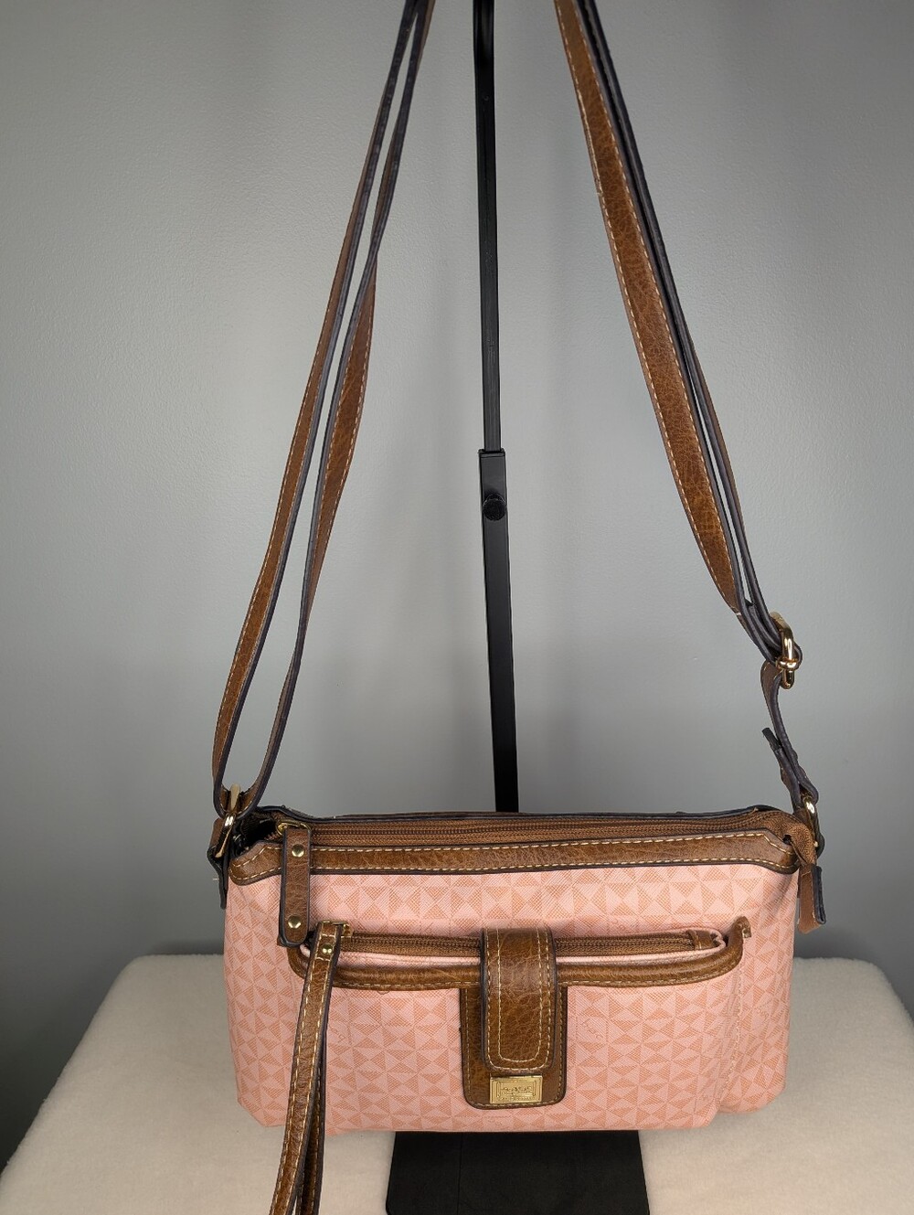 b.ø.c. Born Concept Pink Geometric Shoulder Bag + Matching Wristlet Set